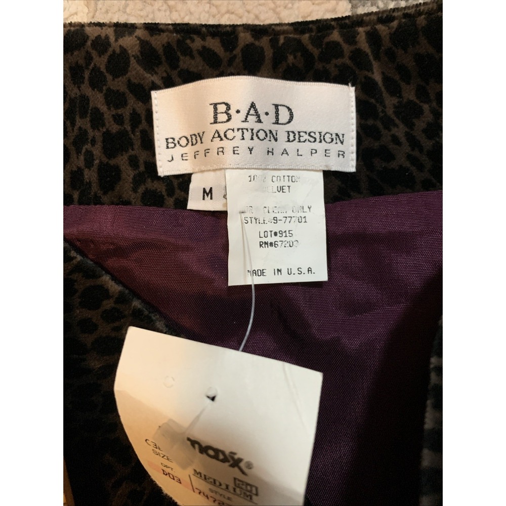 Vintage B.A.D  Velvet Leopard Print Mini Skirt Made in USA Y2K Animal‎ Print M - Picture 5 of 7